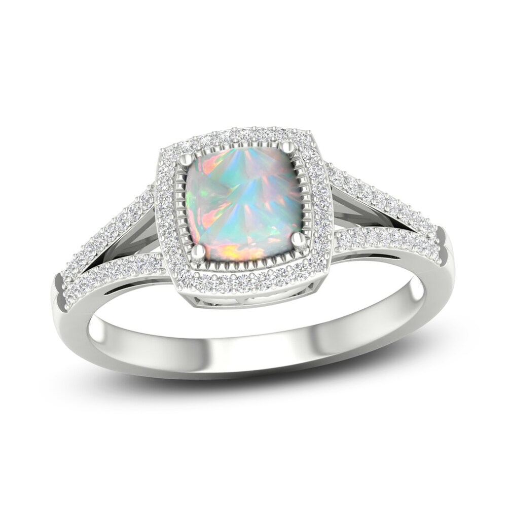 Lab-Created Opal & Lab-Created White Sapphire Ring Sterling Silver 3u2bjQhI