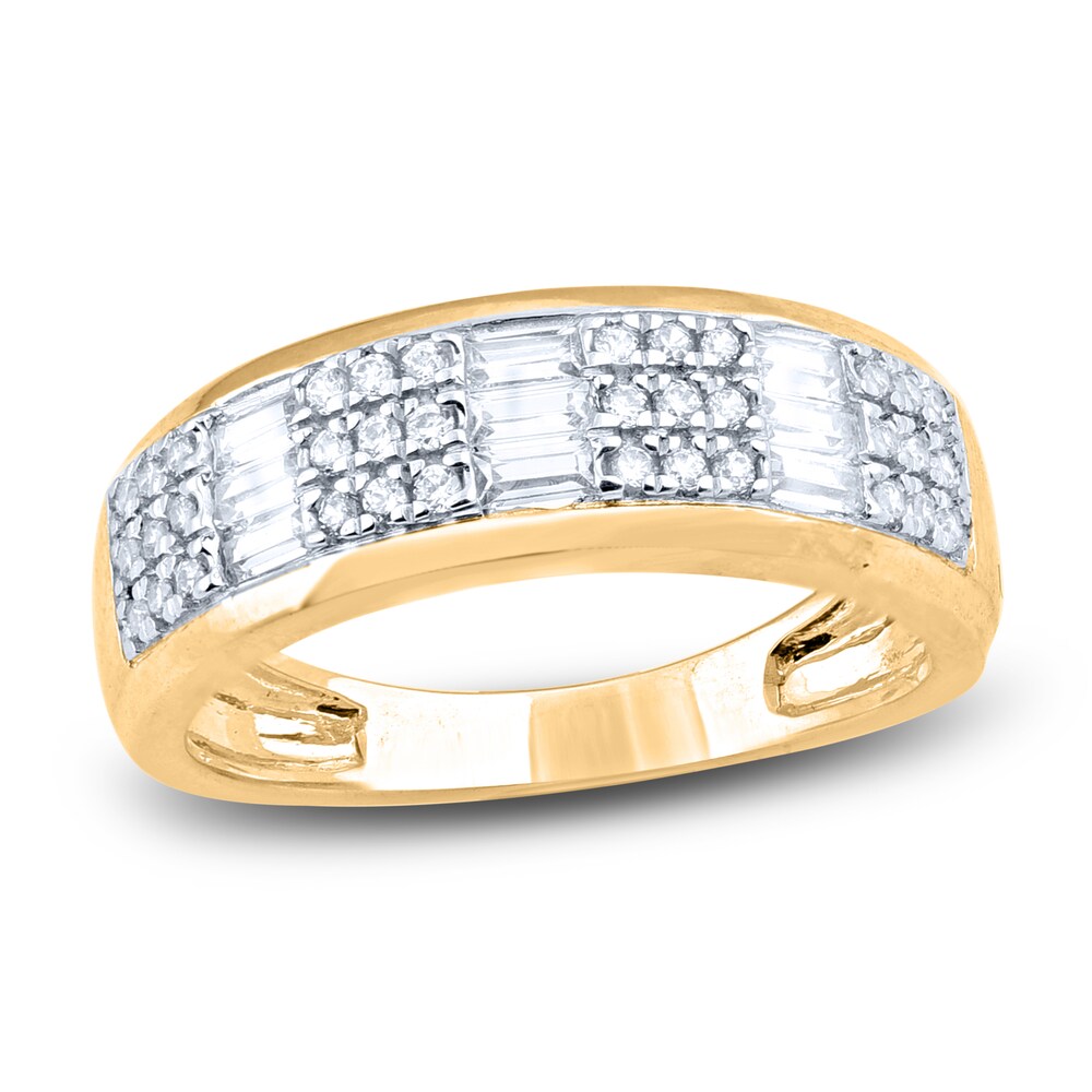 Diamond Anniversary Band 1/2 ct tw Round/Baguette 14K Yellow Gold 3xIX2rRa