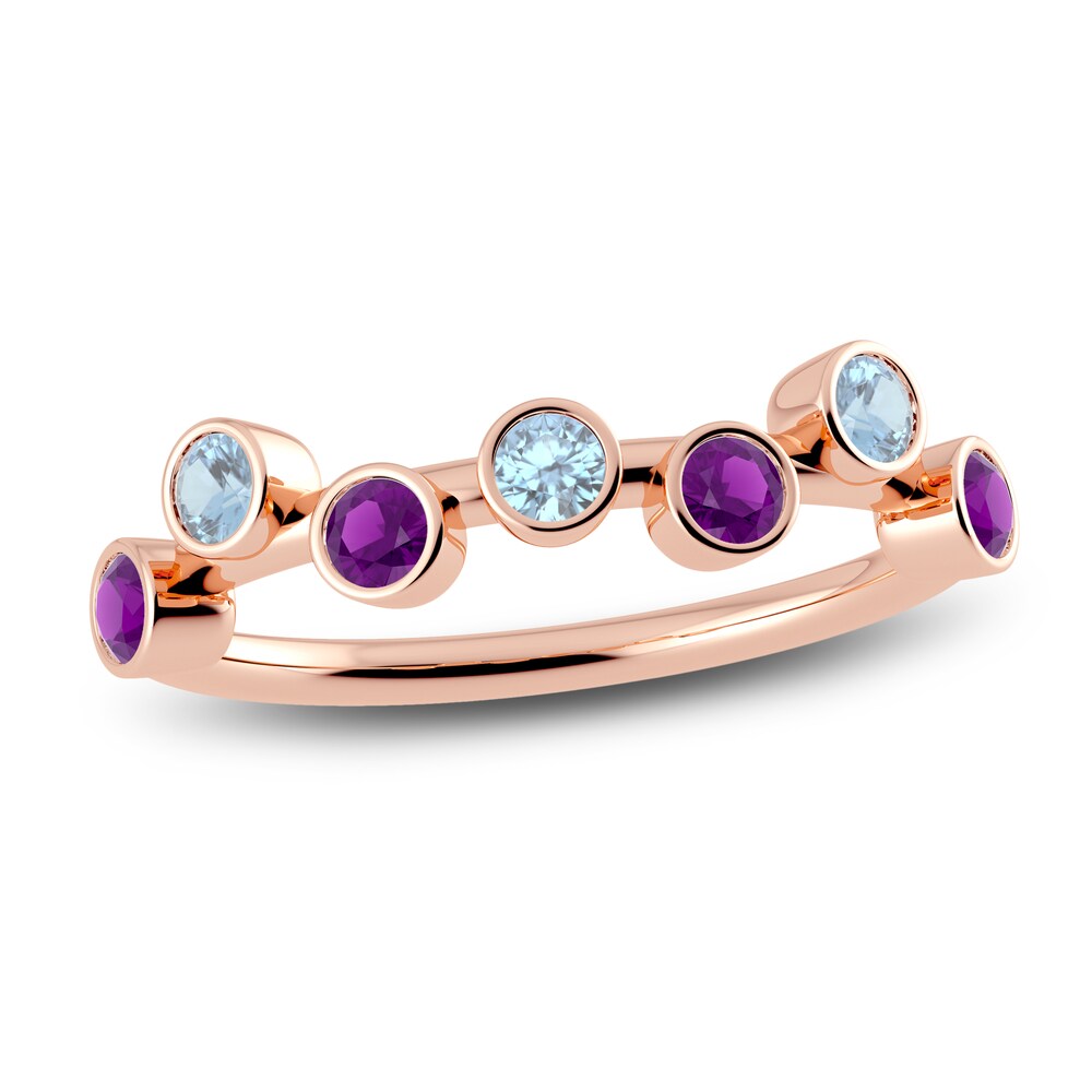 Juliette Maison Natural Aquamarine & Natural Amethyst Ring 10K Rose Gold 3zBVeBdI