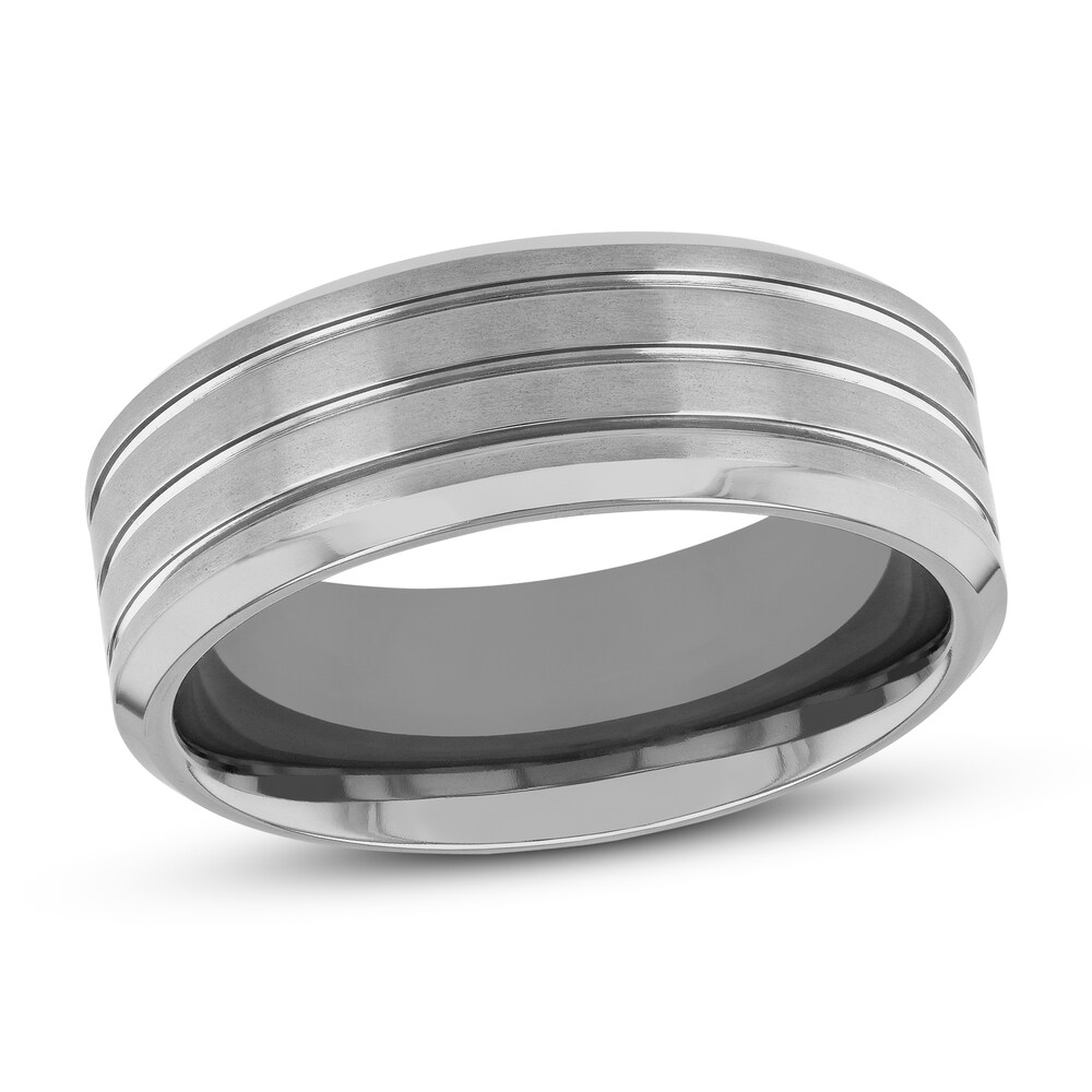 Grooved Wedding Band Titanium 9mm 40i7fpwi