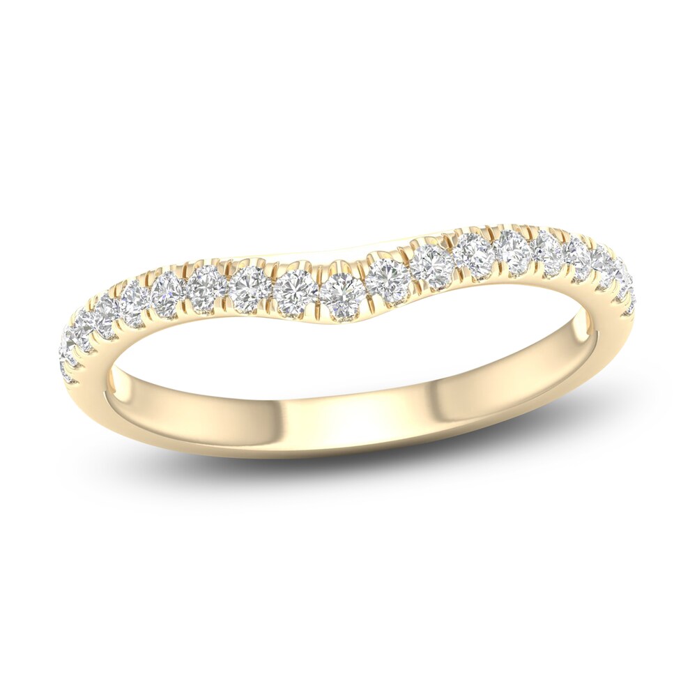 Diamond Contour Wedding Band 1/4 ct tw Round 14K Yellow Gold 49skhF3i