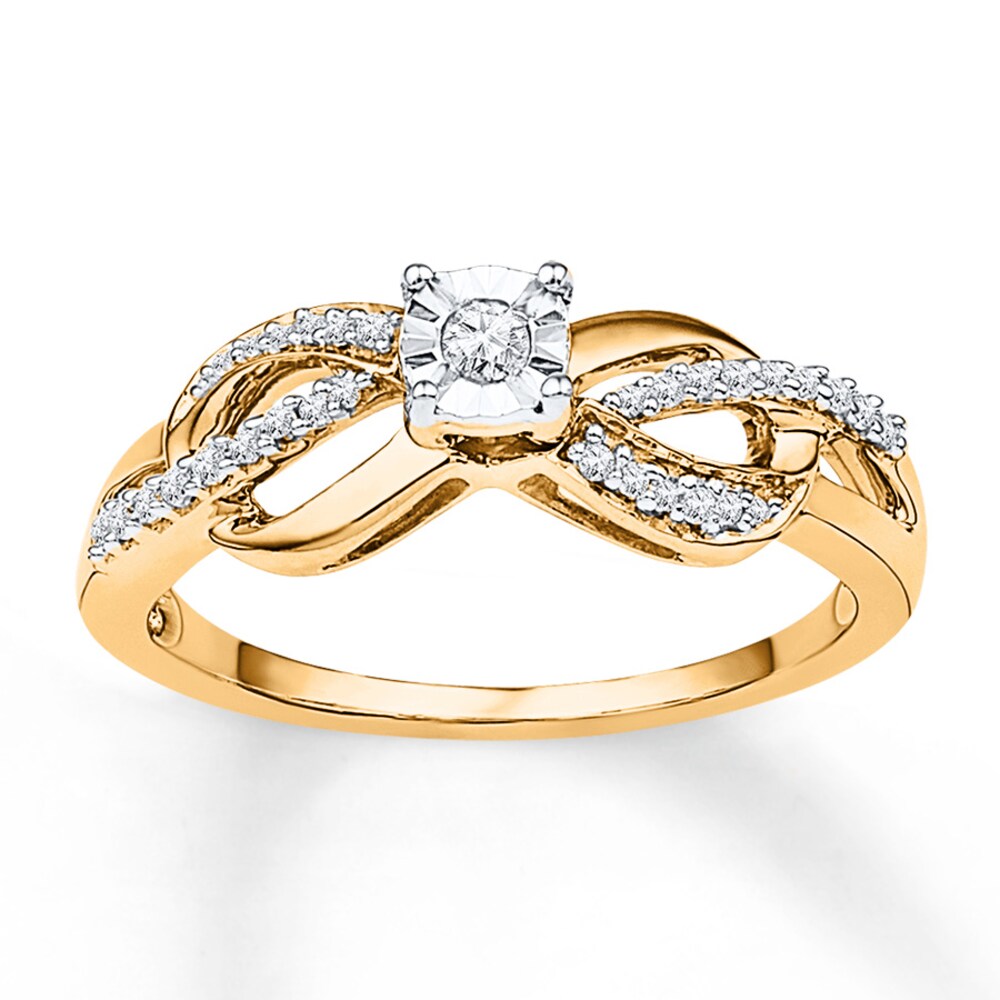 Diamond Infinity Ring 1/6 ct tw Round 10K Yellow Gold 4CKQYjeM [4CKQYjeM]