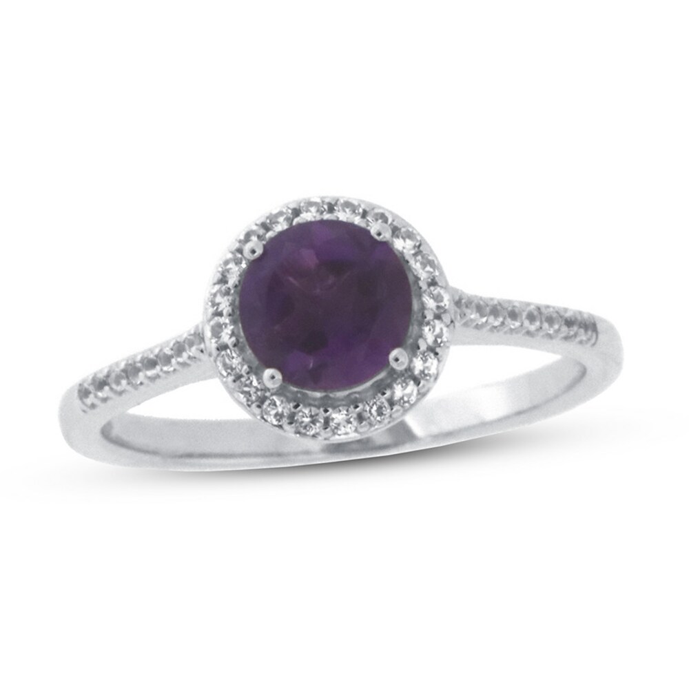 Amethyst & White Topaz Ring 10K White Gold 4DYWEMaB