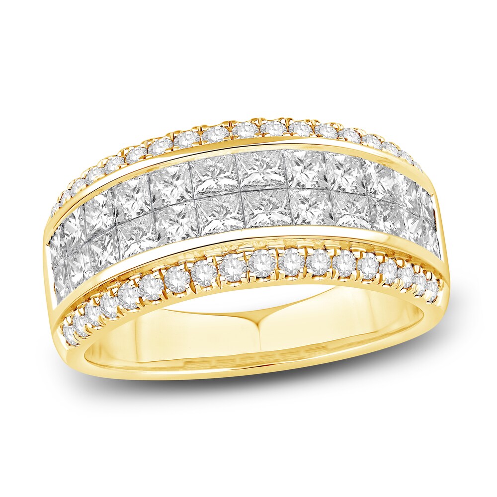 Diamond Multi-Row Anniversary Band 2 ct tw Princess/Round 14K Yellow Gold 4EPnYPBO