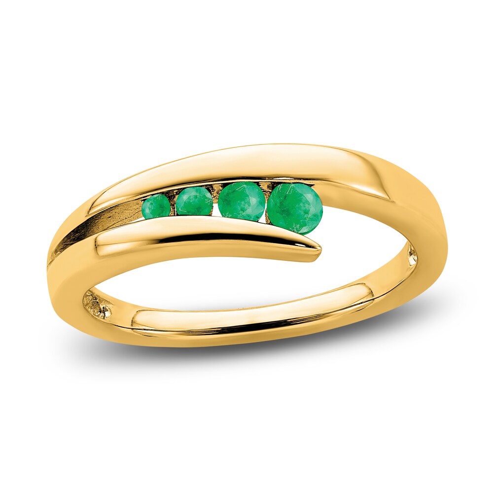 Natural Emerald 4-Stone Ring 14K Yellow Gold 4NtMY8Lg