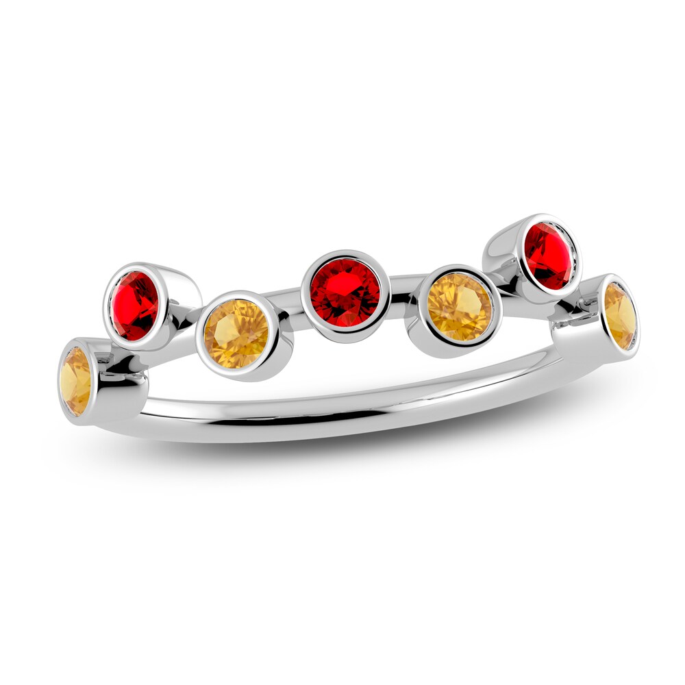 Juliette Maison Natural Citrine & Natural Ruby Ring 10K White Gold 4Rs1Mk9F