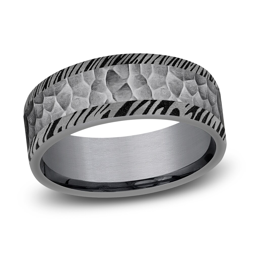 Hammered Woodgrain Wedding Band Tantalum 8.0mm 4Tz3pIYW