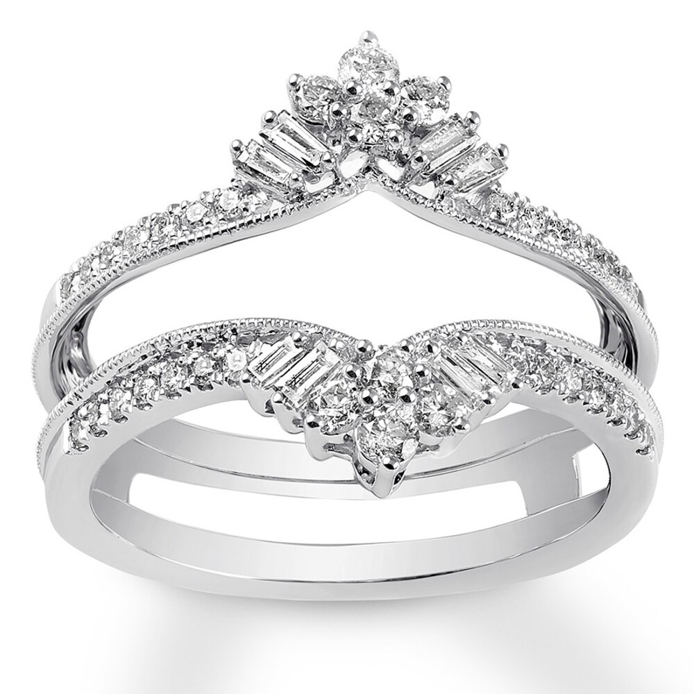 Diamond Enhancer Ring 1/2 ct tw Round/Baguette 14K White Gold 4XuJKKBq