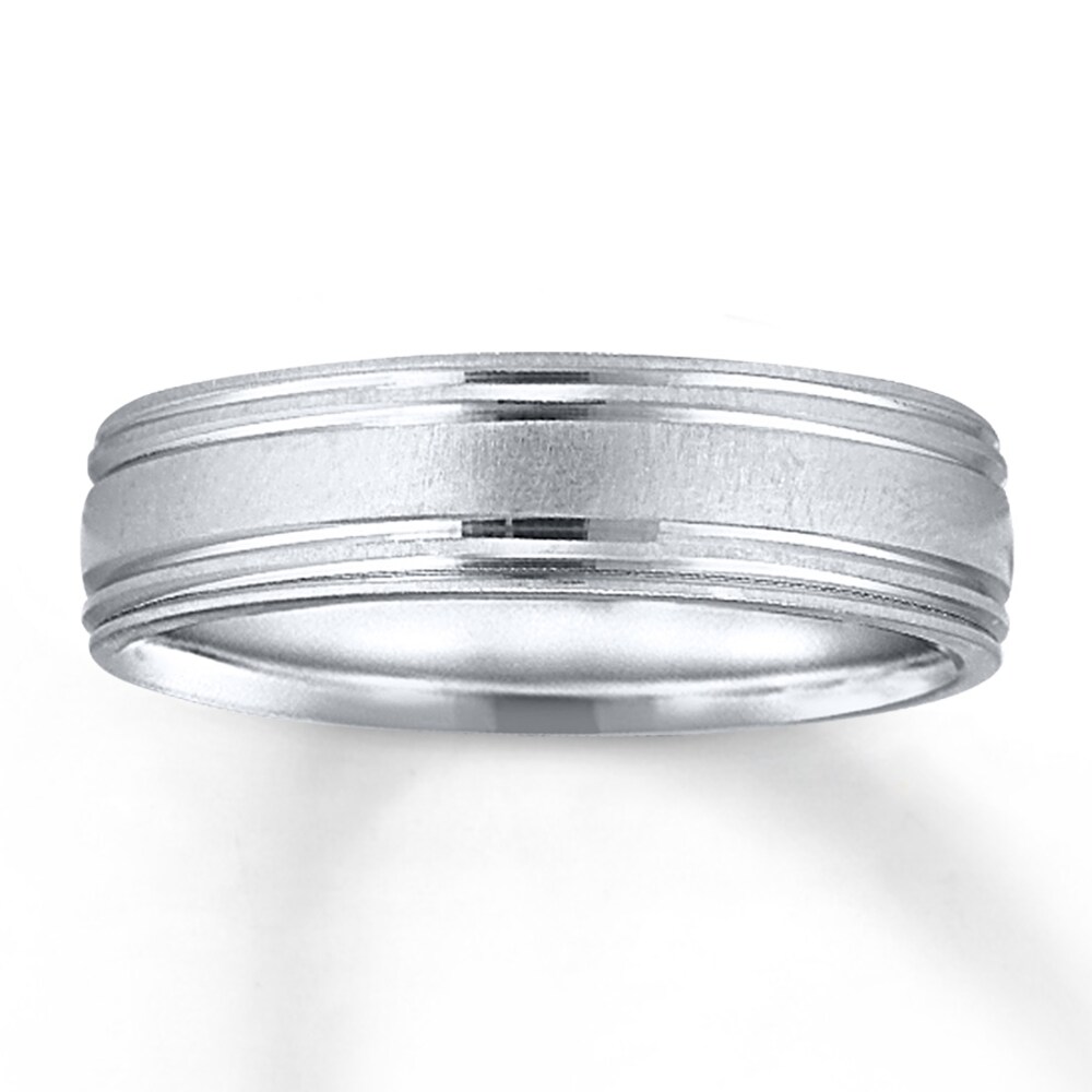 Wedding Band 14K White Gold 6mm 4bdL5fuH