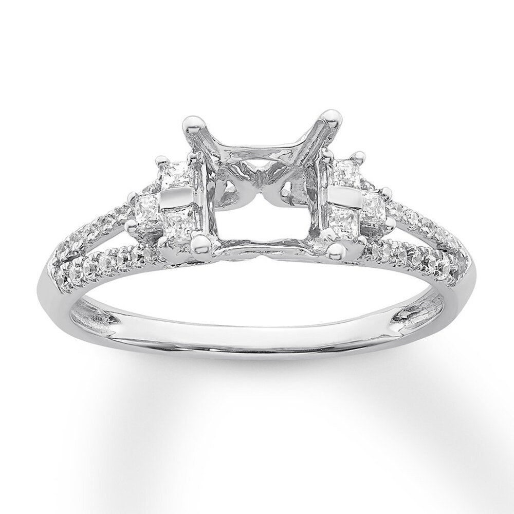Diamond Ring Setting 1/3 carat tw Princess/Round 14K White Gold 4i392iRM