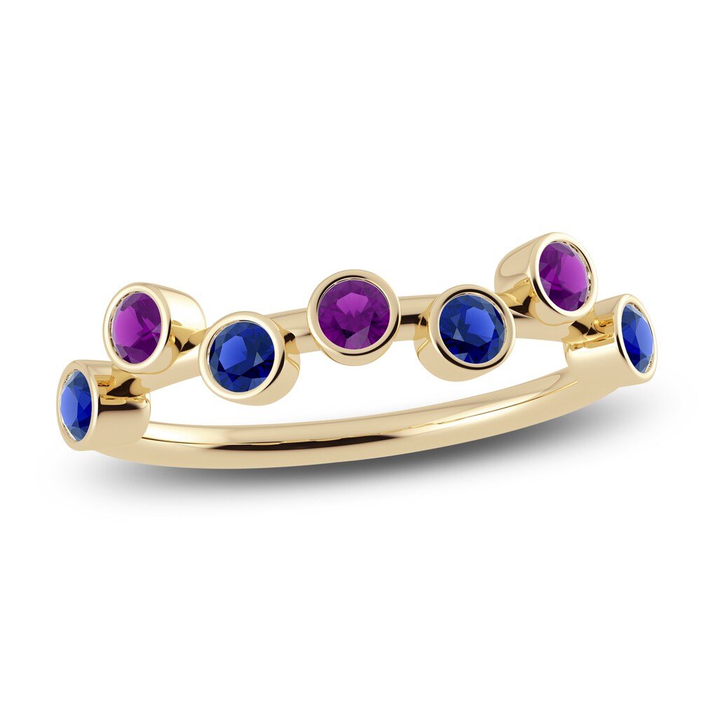 Juliette Maison Natural Amethyst & Natural Blue Sapphire Ring 10K Yellow Gold 4mOYjWTR