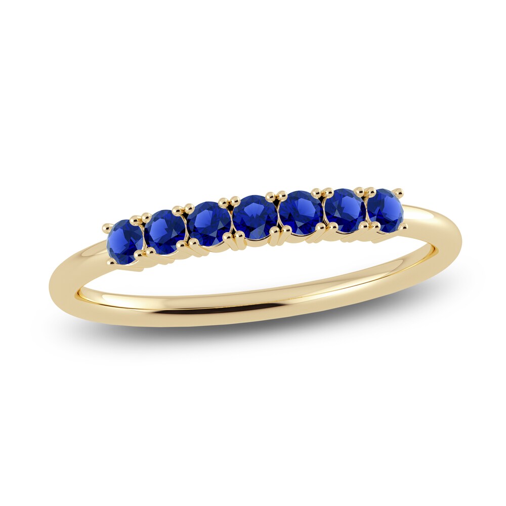 Juliette Maison Natural Blue Sapphire Half Eternity Ring 10K Yellow Gold 4oGH9FDA