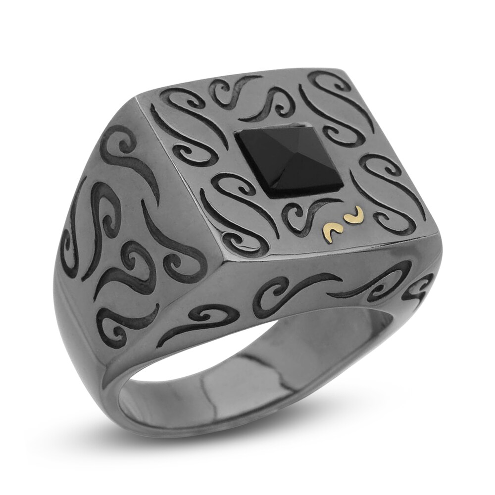 Marco Dal Maso Ara Men's Natural Black Onyx Ring Sterling Silver 4oKjt8kA