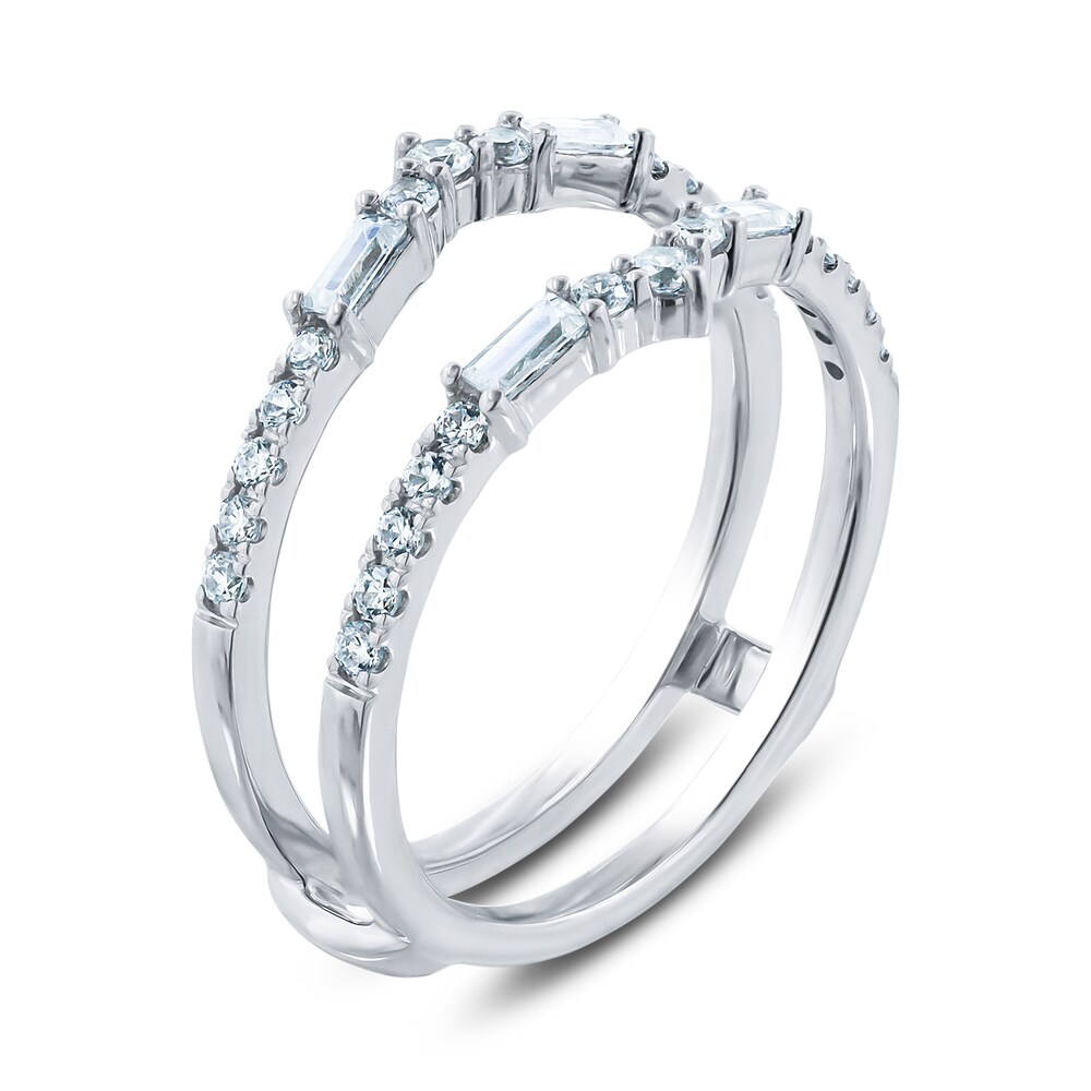 Diamond Anniversary Enhancer Ring 1/2 ct tw Round/Baguette 14K White Gold 4ow2HN7N