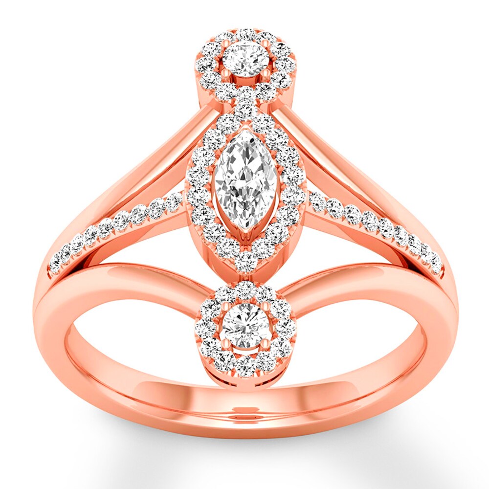 Diamond Directional Ring 1/2 ct tw Marquise/Round 14K Rose Gold 575LMlh2
