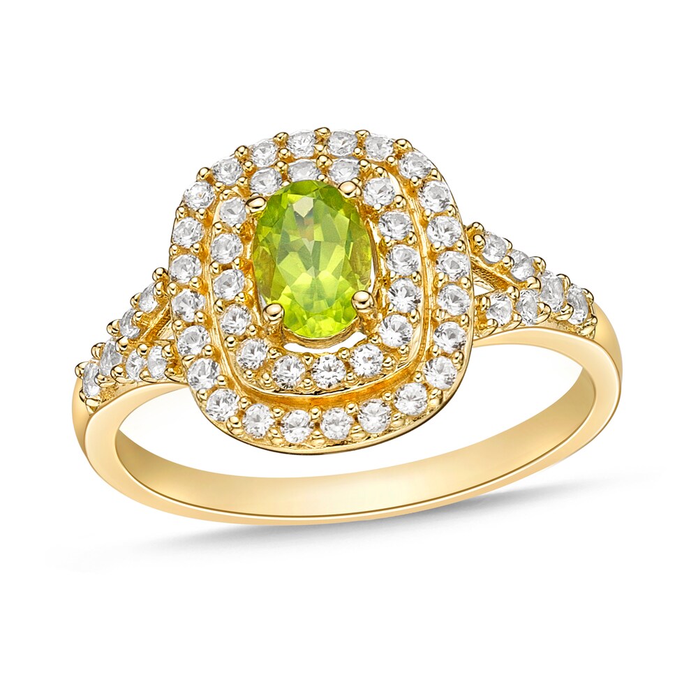 Natural Peridot & Natural White Topaz Ring 10K Yellow Gold 579zYcmH