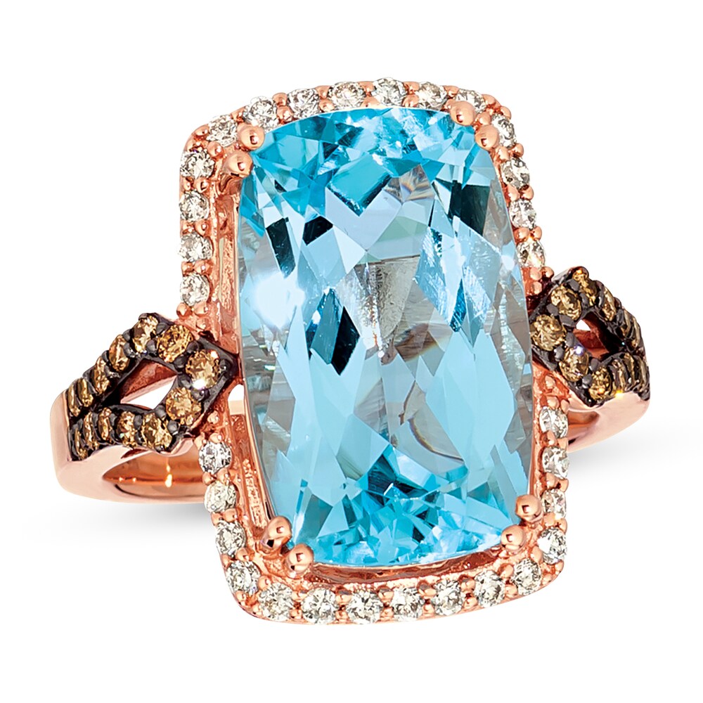 Le Vian Natural Blue Topaz Ring 1/2 ct tw Diamonds 14K Strawberry Gold 57gpwGe2