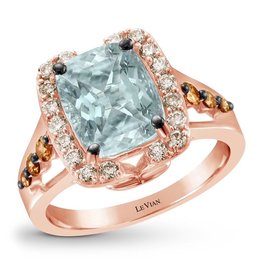Le Vian Aquamarine Ring 5/8 ct tw Diamonds 14K Strawberry Gold 57jdaUsU