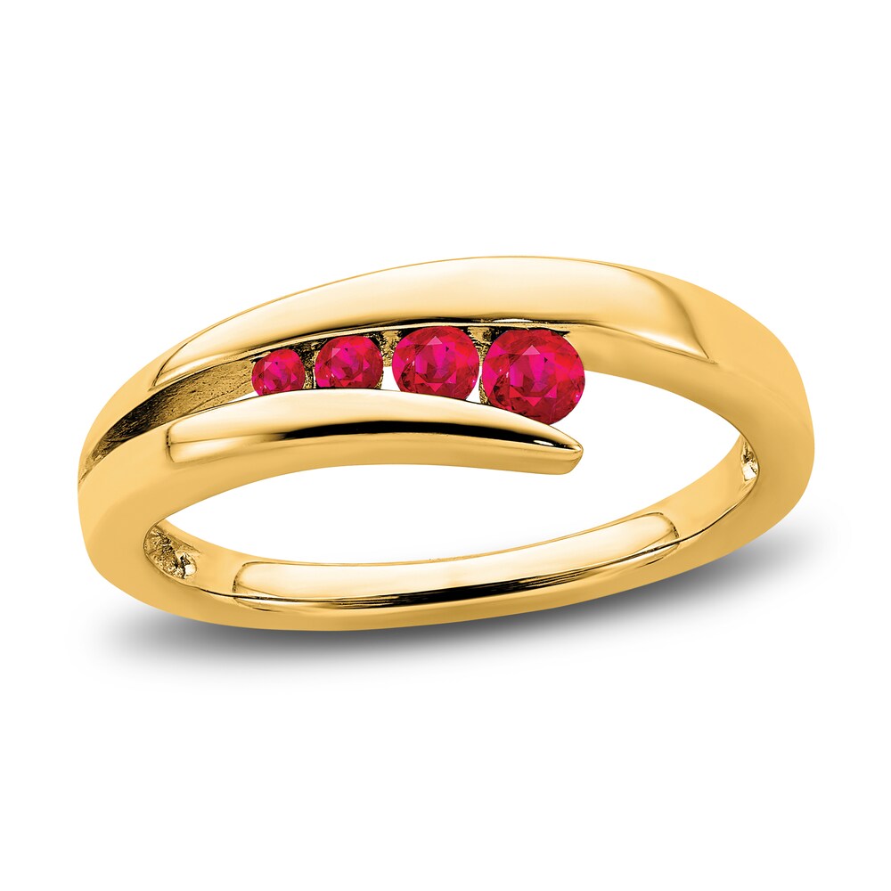 Natural Ruby 4-Stone Ring 14K Yellow Gold 58M8ZvIY