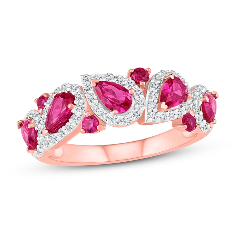 Lab-Created Ruby & White Lab-Created Sapphire Ring 10K Rose Gold 5BPYLjyW