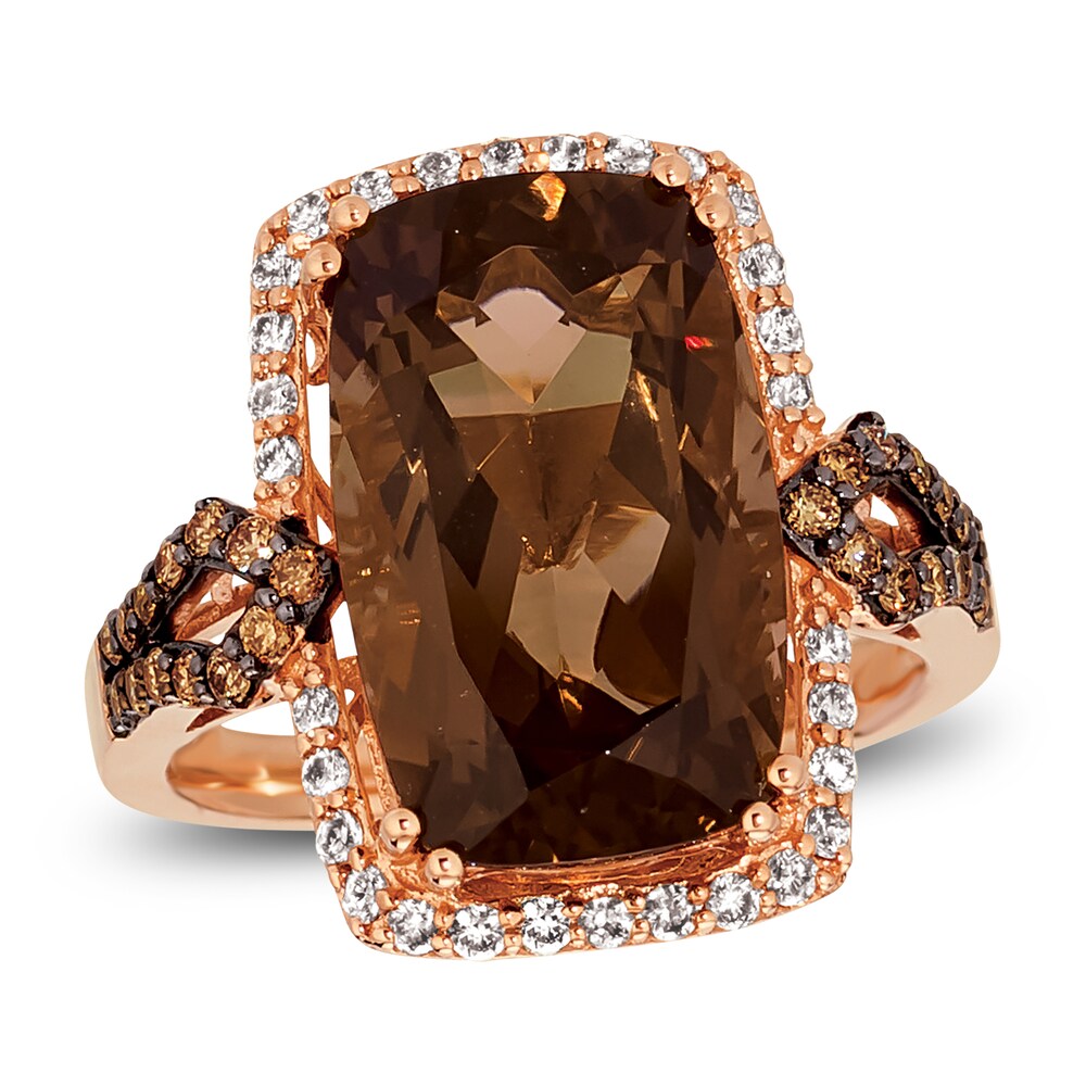 Le Vian Natural Chocolate Quartz Ring 1/2 ct tw Diamonds 14K Strawberry Gold 5E5vLJEw