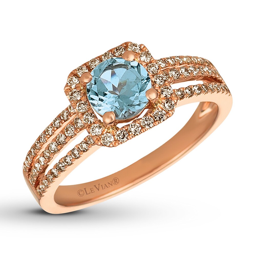Le Vian Aquamarine Ring 3/8 ct tw Diamonds 14K Strawberry Gold 5GjgubA2