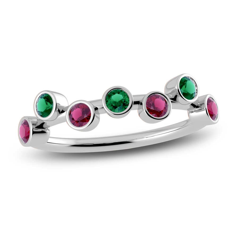 Juliette Maison Natural Emerald & Natural Rhodolite Garnet Ring 10K White Gold 5K86fLWL