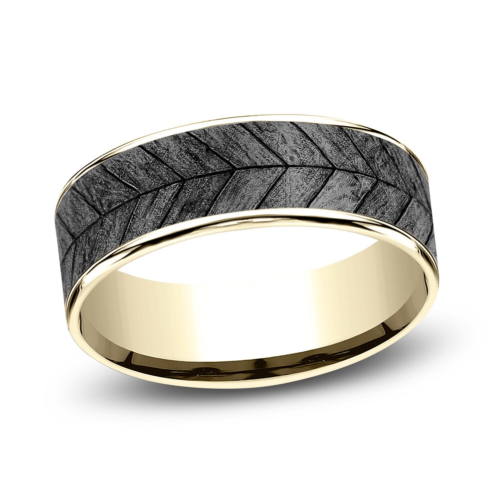 Chevron Wedding Band Tantalum/14K Yellow Gold 7.5mm 5LsXW3Lo