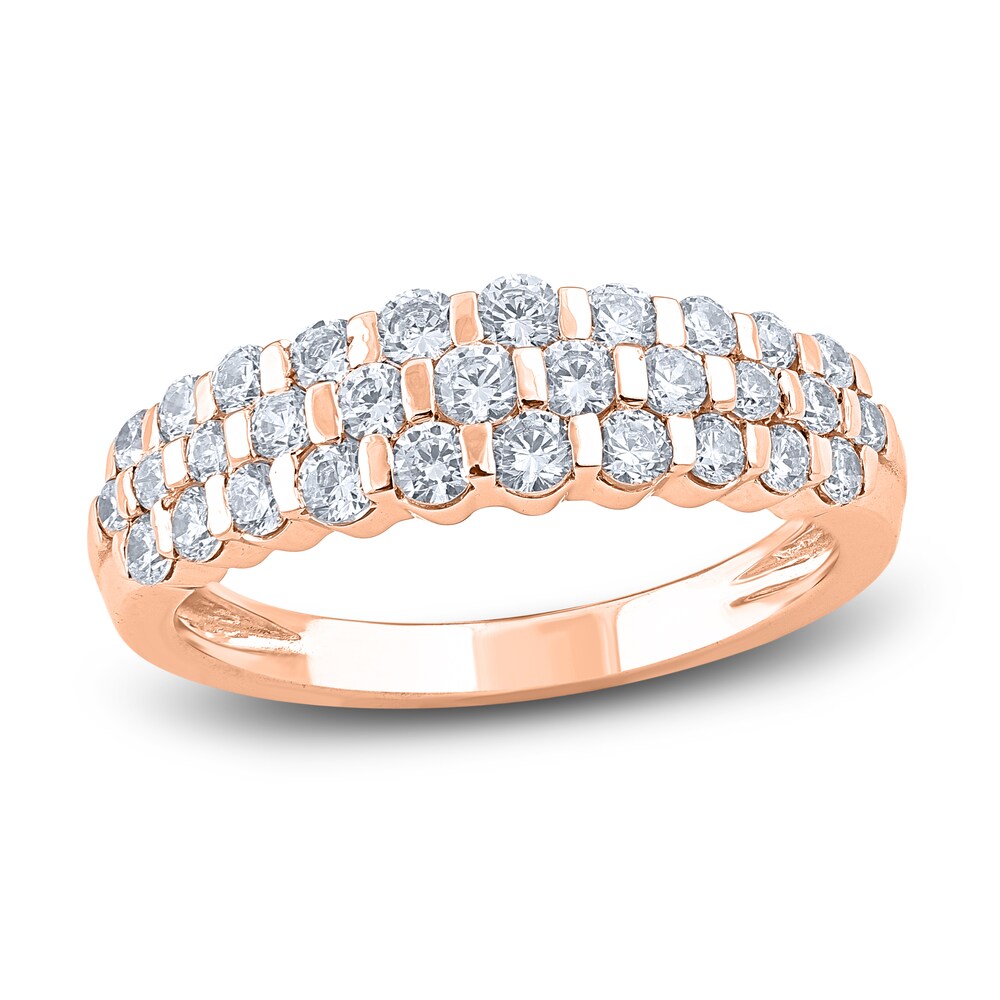 Diamond Bar Anniversary Band 1 ct tw Round 14K Rose Gold 5QEw78hM