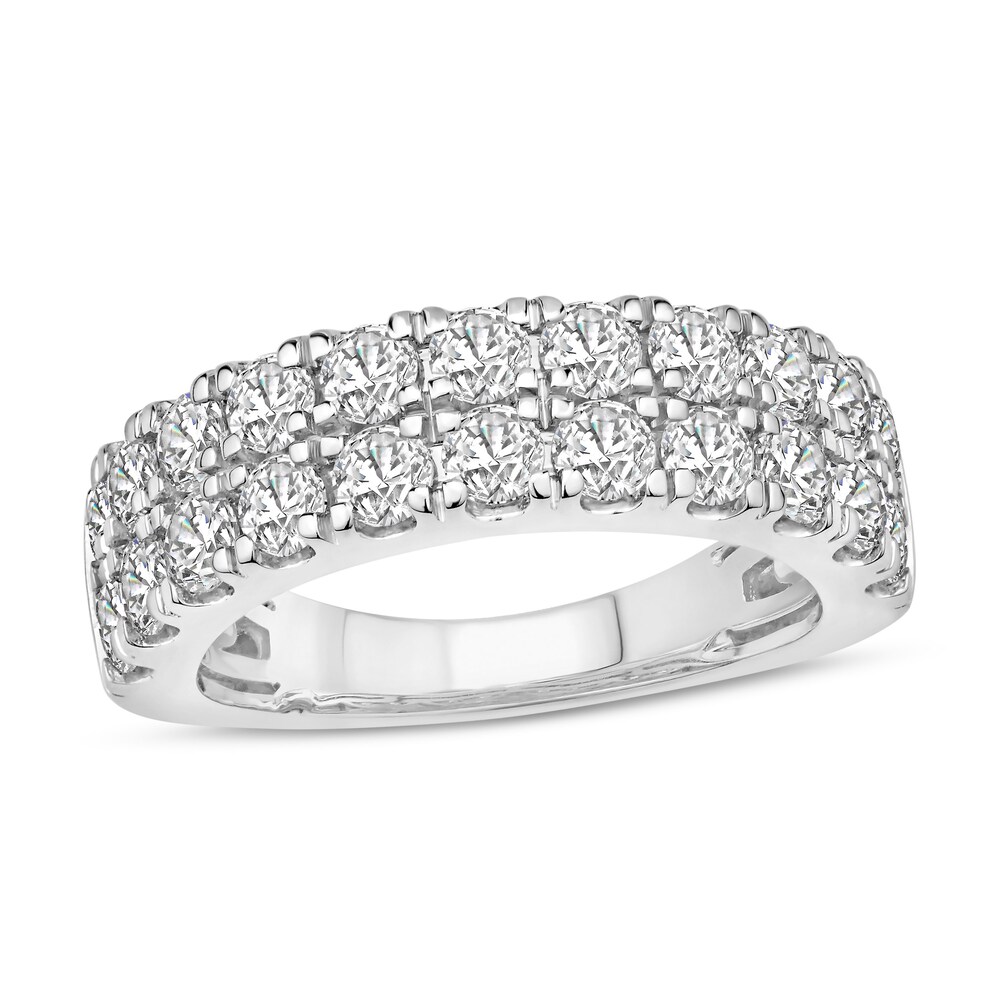 Diamond Double Band Ring 2 ct tw Round 14K White Gold 5VJRBkE2