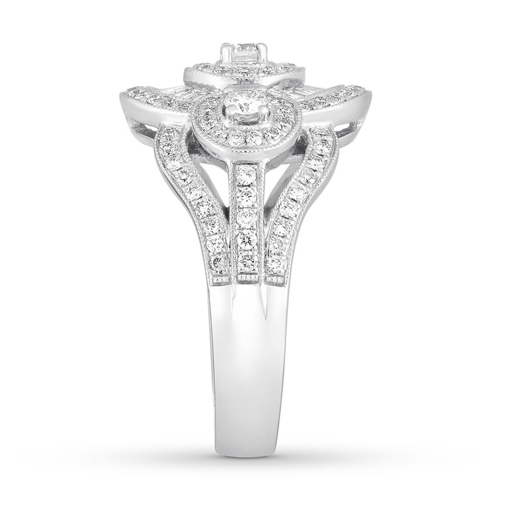 Diamond Ring 1 ct tw Round/Baguette 14K White Gold 5WSHb5lA