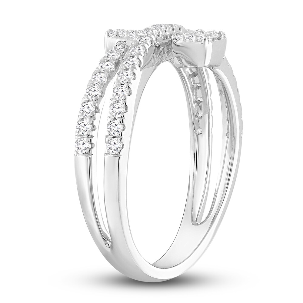 Diamond Ring 1/2 ct tw Round/Baguette 10K White Gold 5dfumRQR