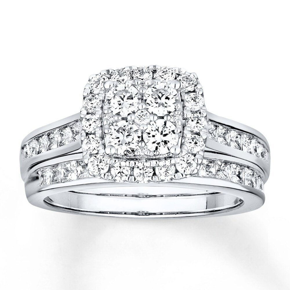 Diamond Bridal Set 1-5/8 ct tw Round-cut 14K White Gold 5izlAisE