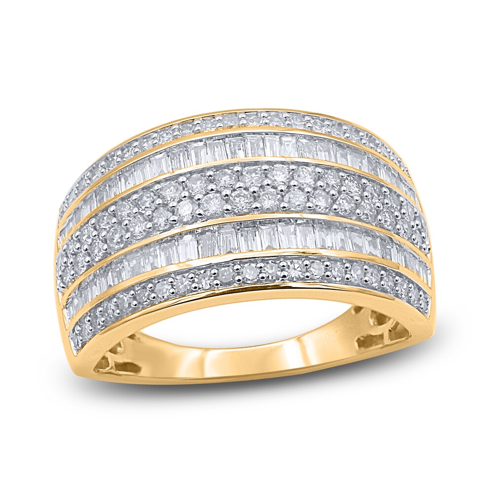 Diamond Multi-Row Anniversary Band 1 ct tw Round 14K Yellow Gold 5ryAte1n