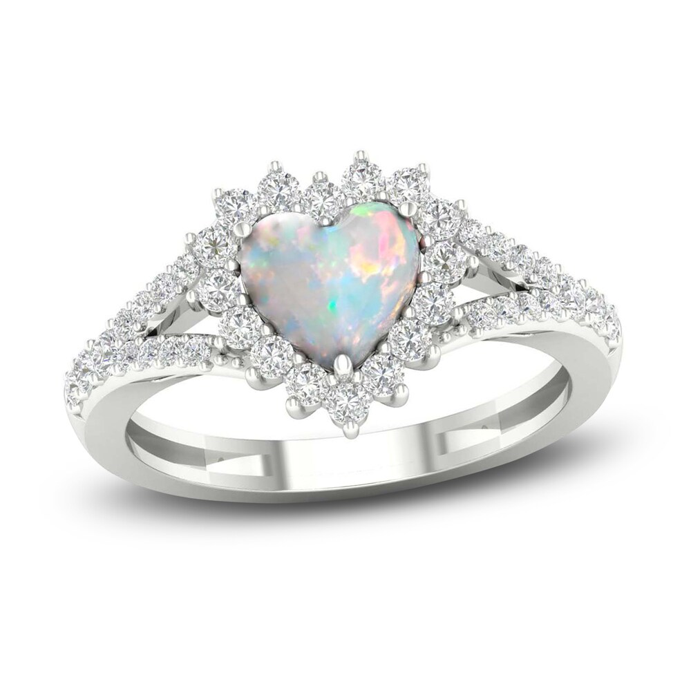 Lab-Created Opal & Lab-Created White Sapphire Ring Sterling Silver 5un9cRK2