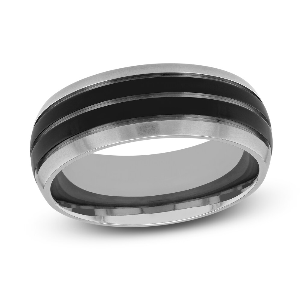 Grooved Wedding Band Black Titanium 8mm 6JdLeG8r