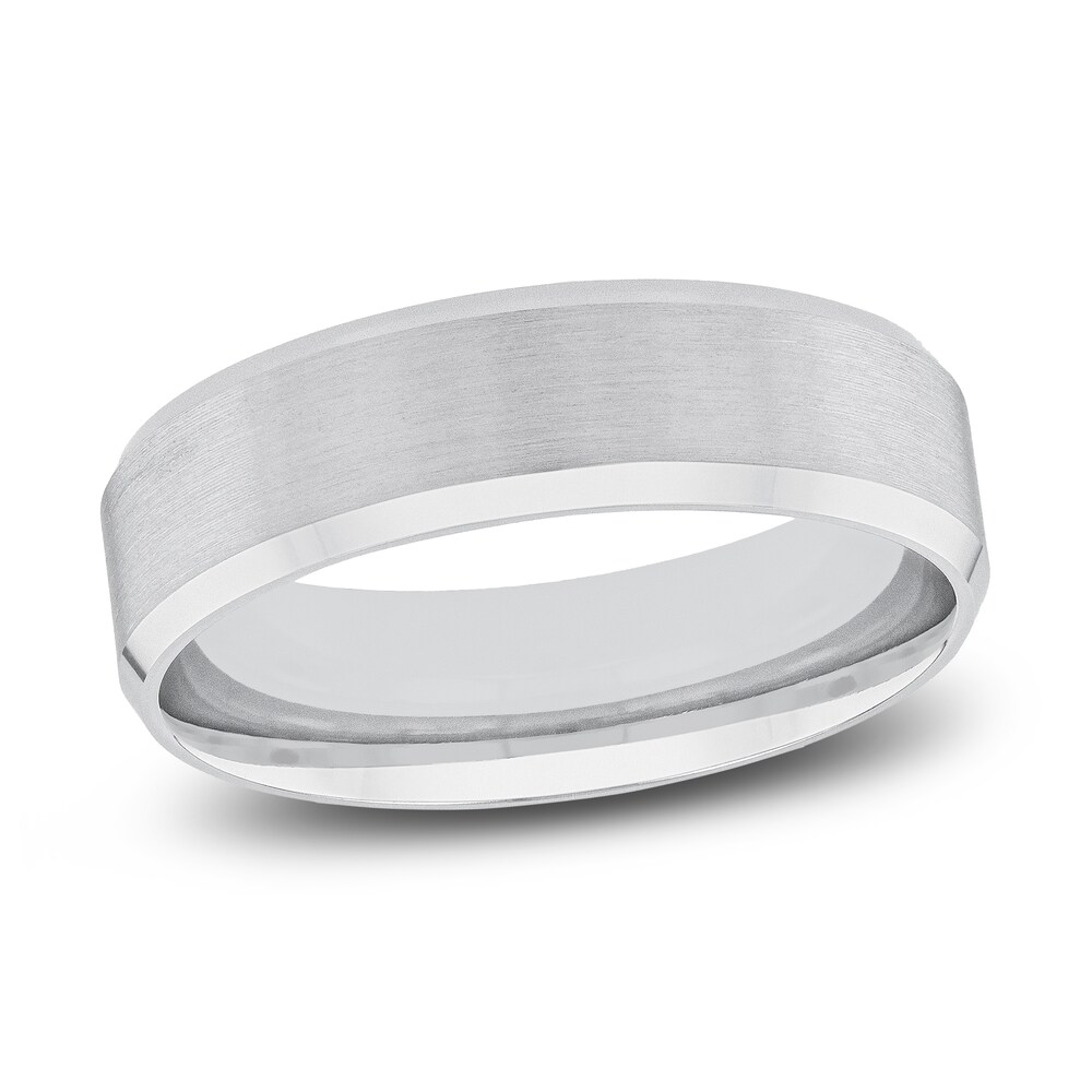 Men's Beveled Edge Wedding Band 14K White Gold 6SYvBzoV