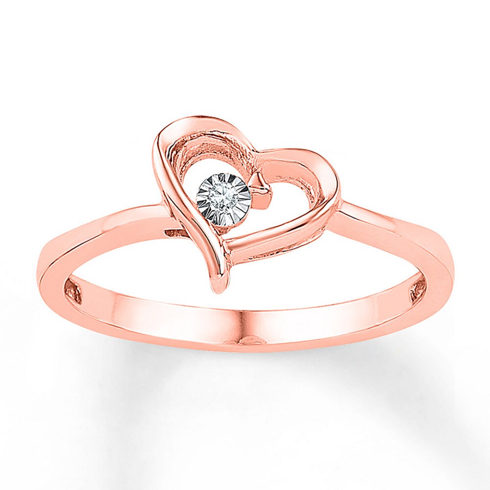 Heart Ring Diamond Accents 10K Rose Gold 6UY1V3OQ