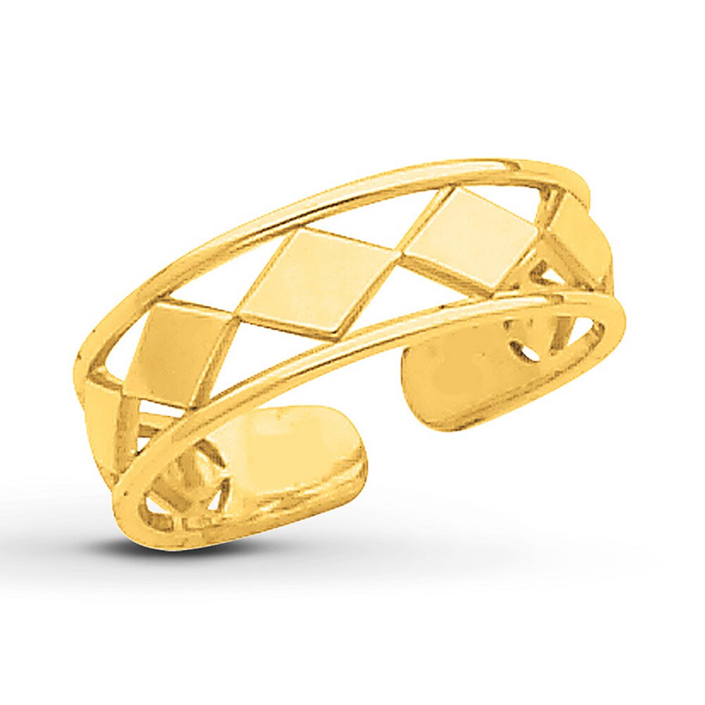 Diamond Pattern Toe Ring 14K Yellow Gold 6VVSenCc