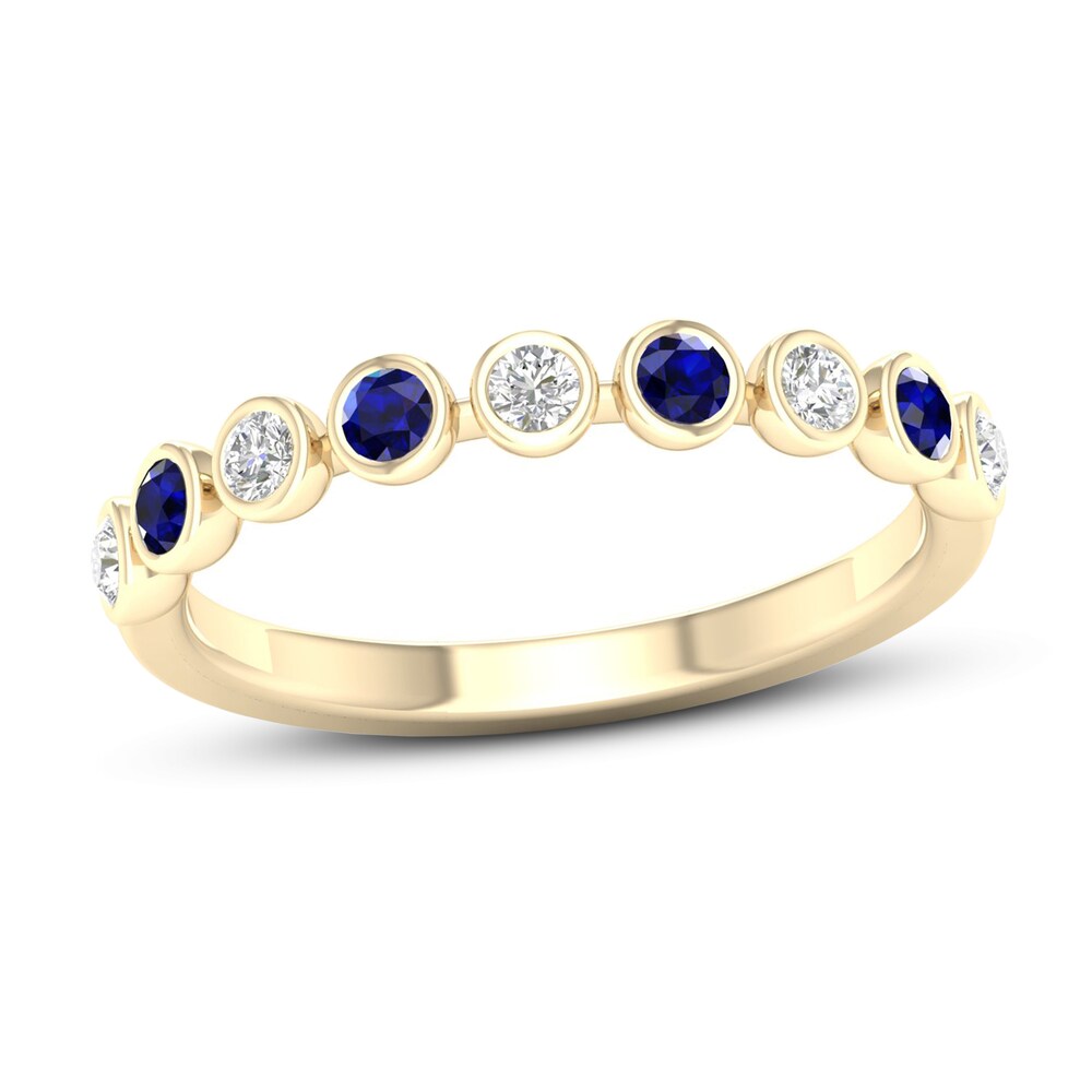 Natural Sapphire Ring 1/6 ct tw Diamonds 10K Yellow Gold 6af9AVQv