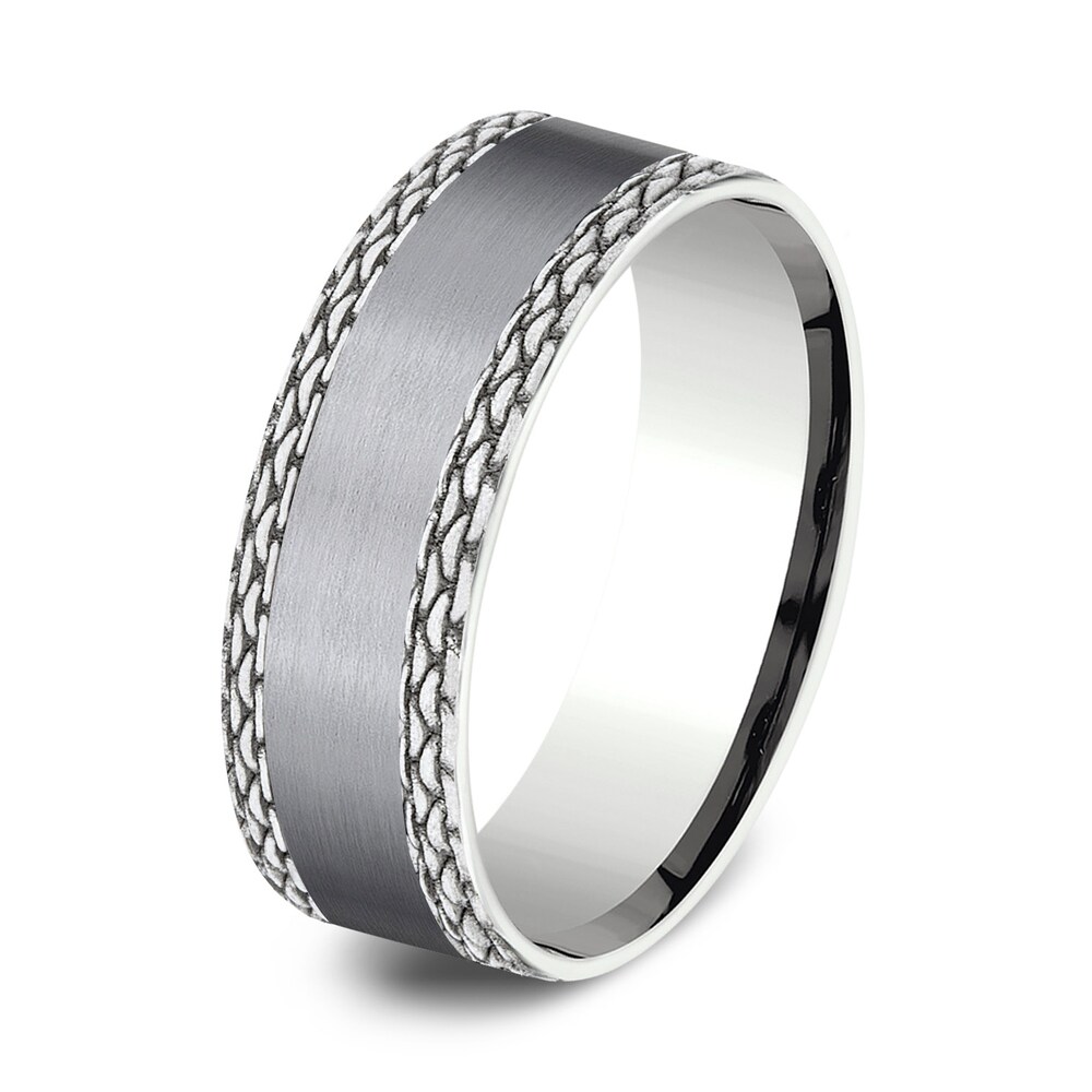 Link Wedding Band 14K White Gold/Tantalum 7.0mm 6jRDrlNh