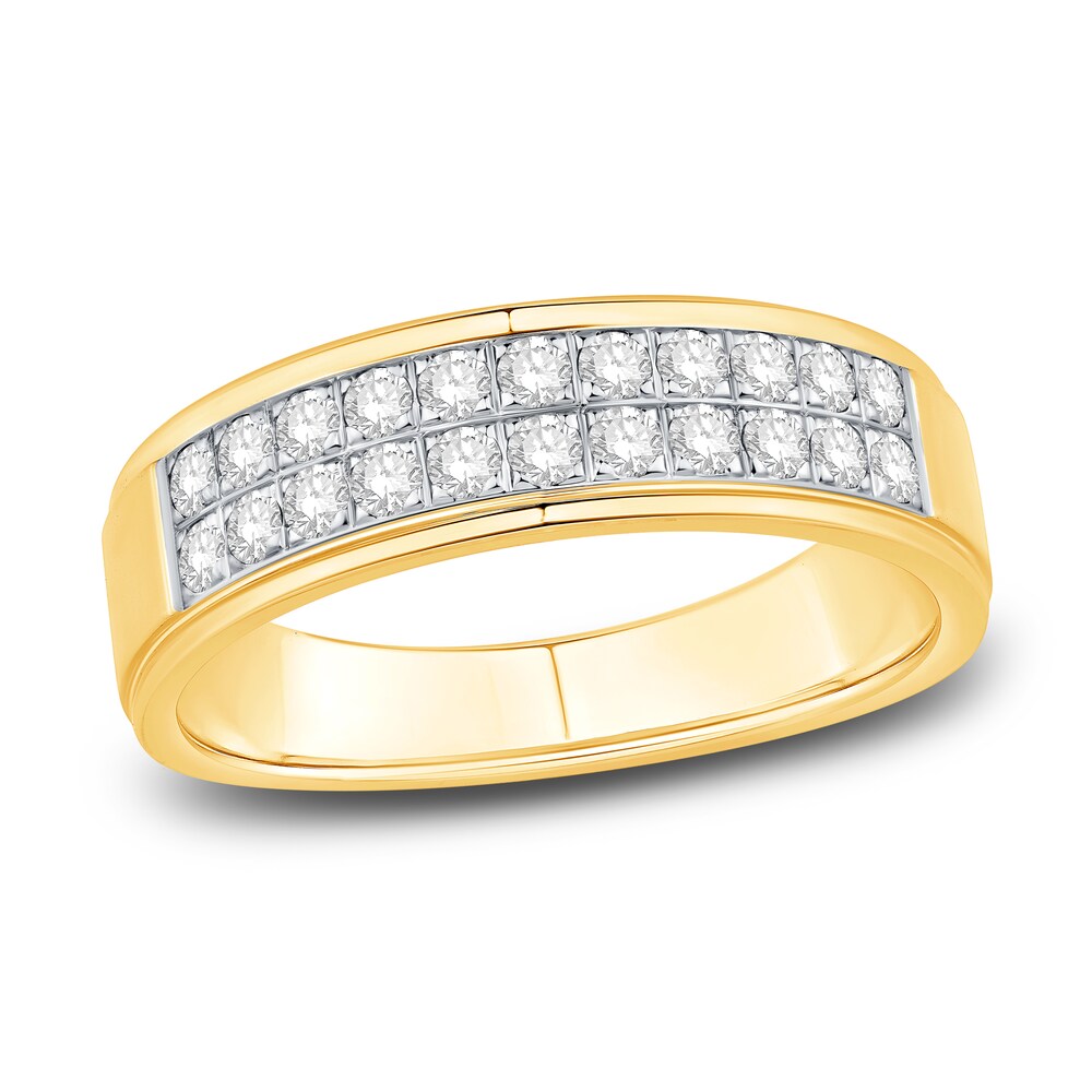 Men\'s Diamond Wedding Band 1/2 ct tw Round 14K Yellow Gold 6kEMa69Q