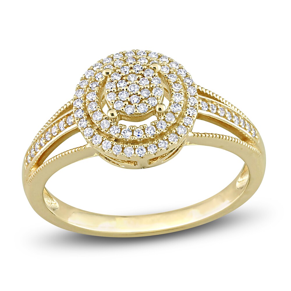 Diamond Halo Ring 1/4 ct tw Round 10K Yellow Gold 6kh3Xqy3