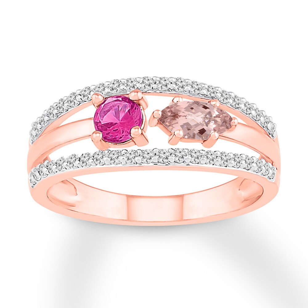 Morganite & Lab-Created Sapphire Ring Pink/White 10K Rose Gold 6uY3KX1x