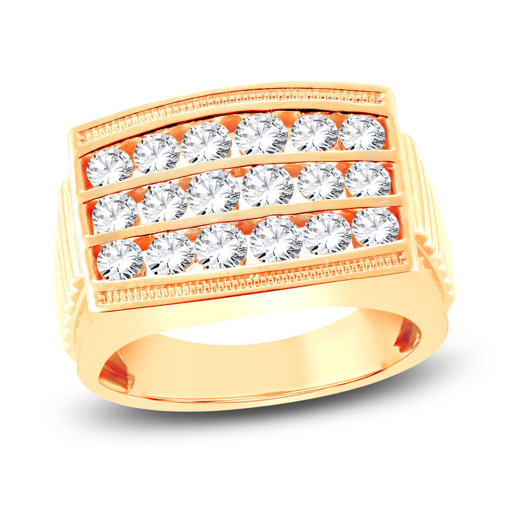 Men's Lab-Created Diamond Ring 2 ct tw Round 14K Yellow Gold 6yAPiyHA