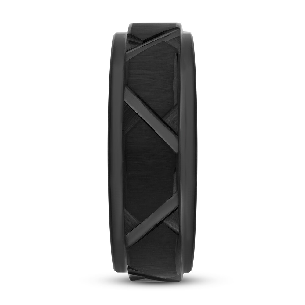 8mm Wedding Band Black Tungsten Carbide 70DCiwCp