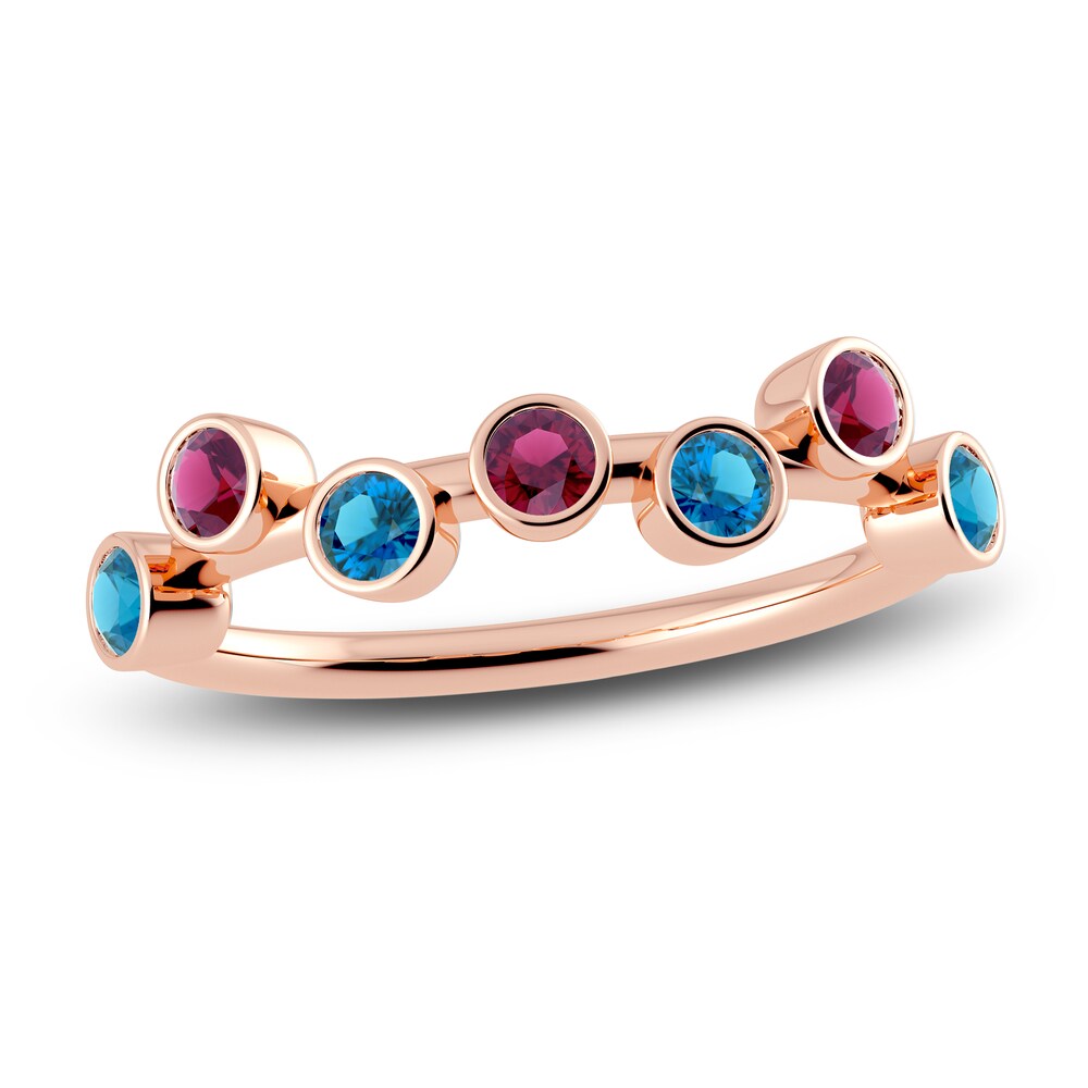 Juliette Maison Natural Rhodolite Garnet & Natural Blue Zircon Ring 10K Rose Gold 71IFaPd1