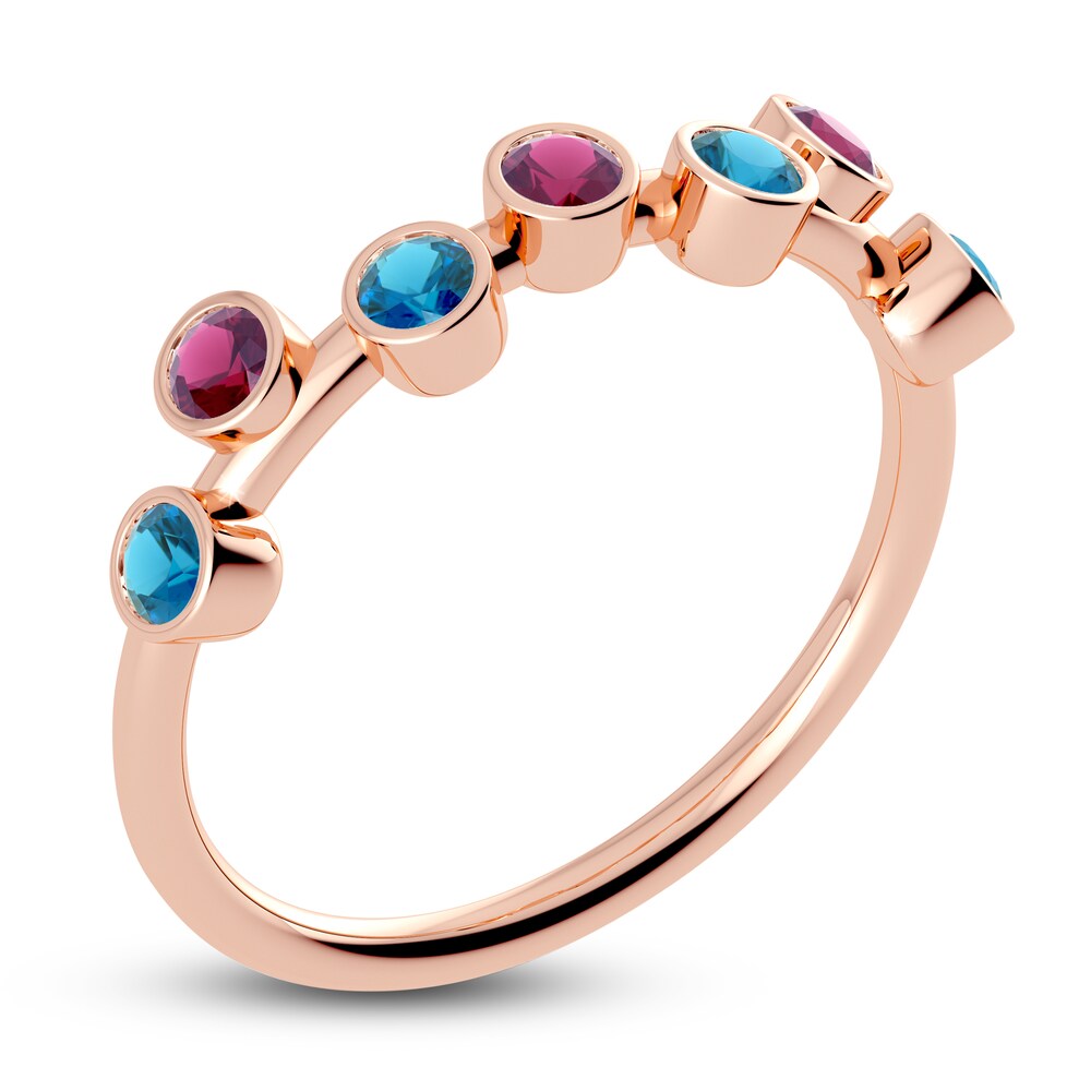 Juliette Maison Natural Rhodolite Garnet & Natural Blue Zircon Ring 10K Rose Gold 71IFaPd1