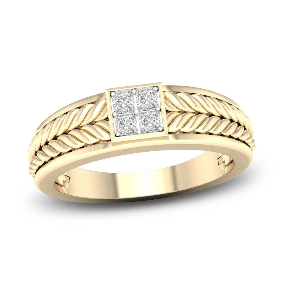 Men's Diamond Ring 1/3 ct tw Princess 10K Yellow Gold 7ACXD26p