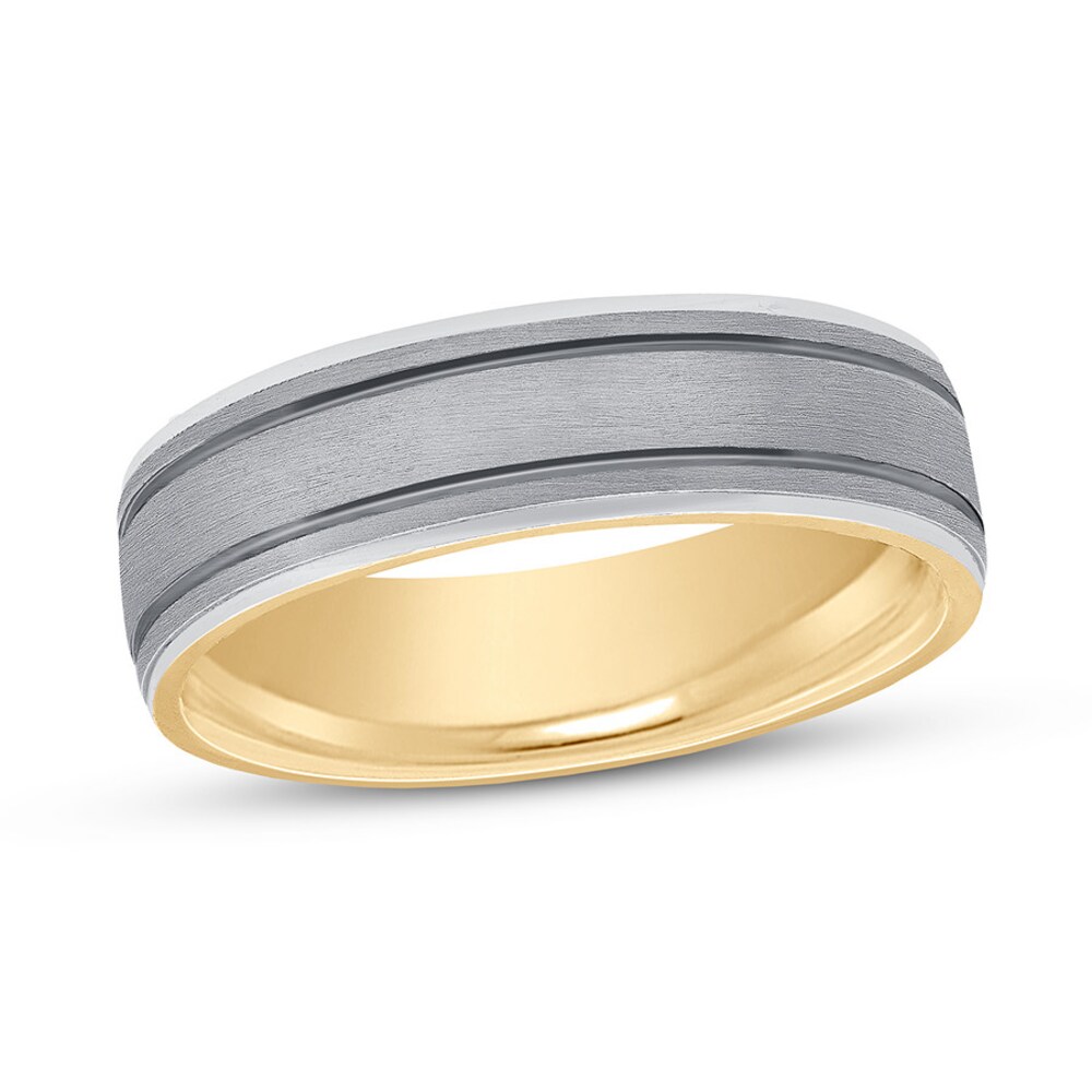 Wedding Band Platinum/18K Yellow Gold 6mm 7BILzzh9